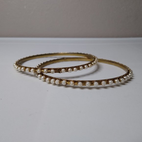 Set Of 2 Vintage Metal Bangles - Picture 1 of 11